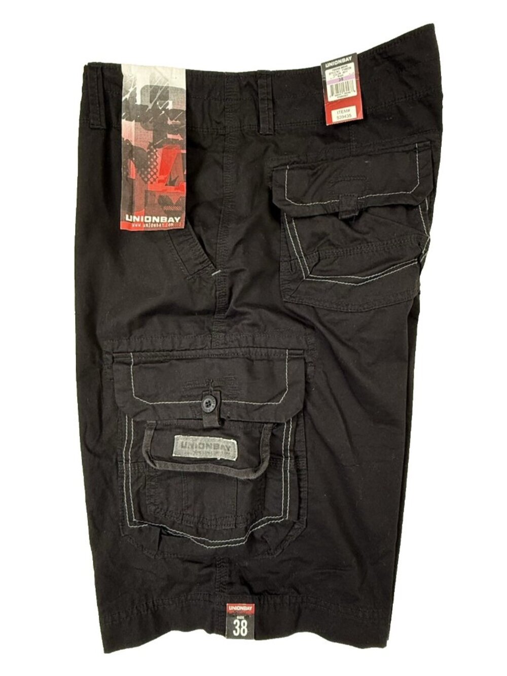 Unionbay Cargo Shorts Mens size 38 Relaxed Stretch Bermuda Pockets Black - Picture 3 of 9